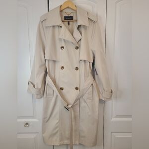 BCBG MAXAZRIA Vanilla Off White Trench Coat NWT Size L